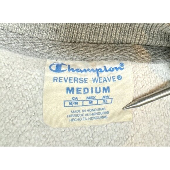 Vintage Champion Sweatshirt Mens Medium Gray Reverse Weave Crewneck Red Logo 90s - Picture 5 of 12